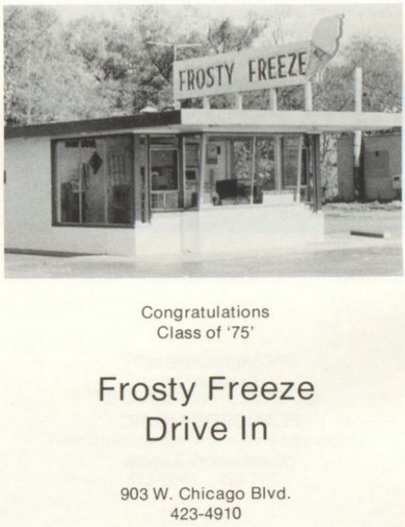 Frosty Freeze Drive-In (Boomers Burgers) - Tecumseh - 903 W Chicago 1 - Yearbook Ad